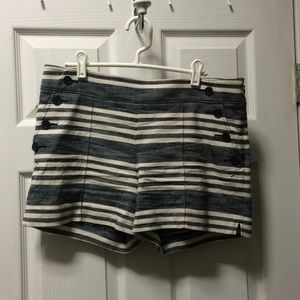 LOFT striped shorts with button detail